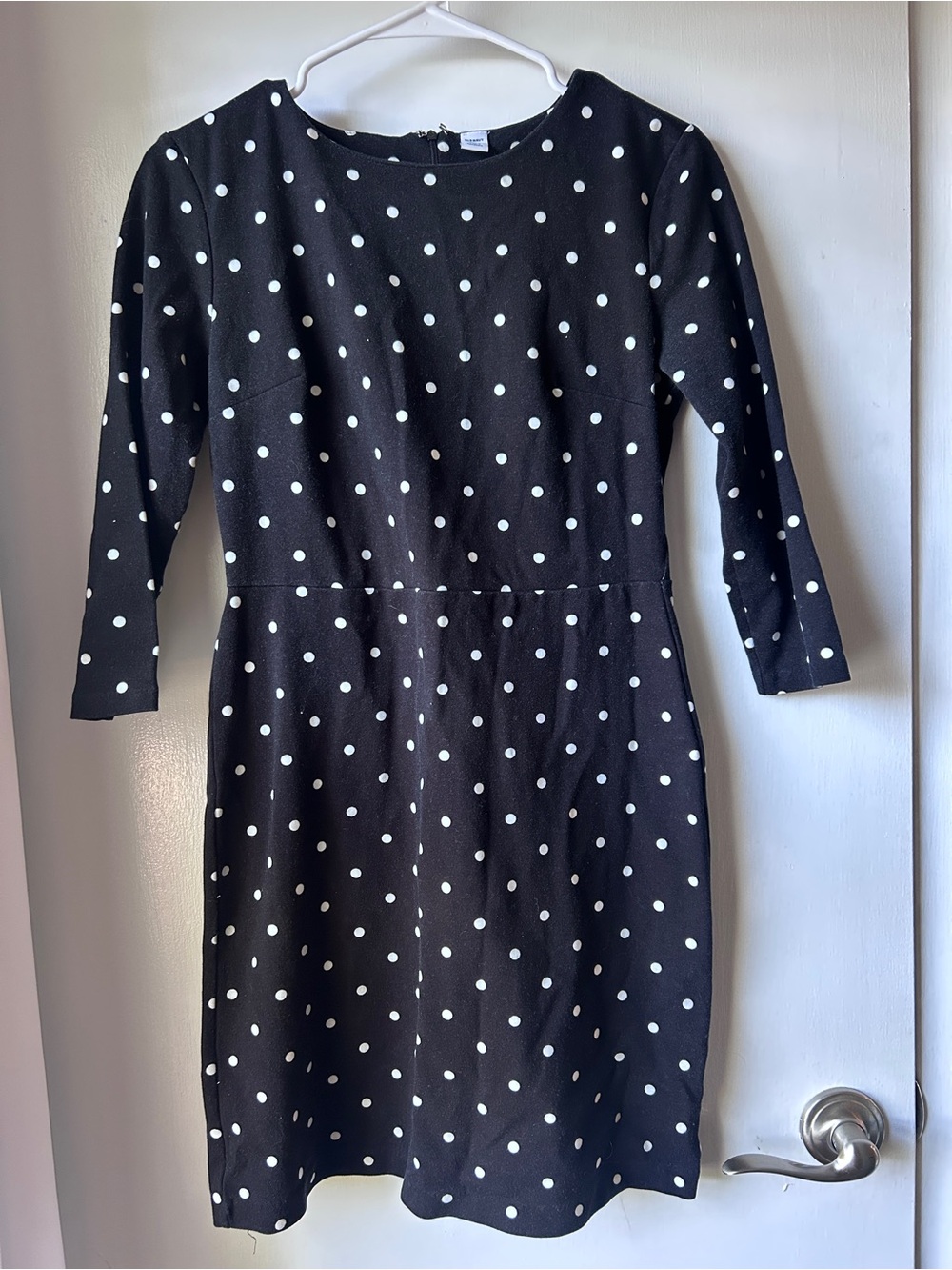 Old Navy Black and White Polka Dot Long Sleeve Dress
